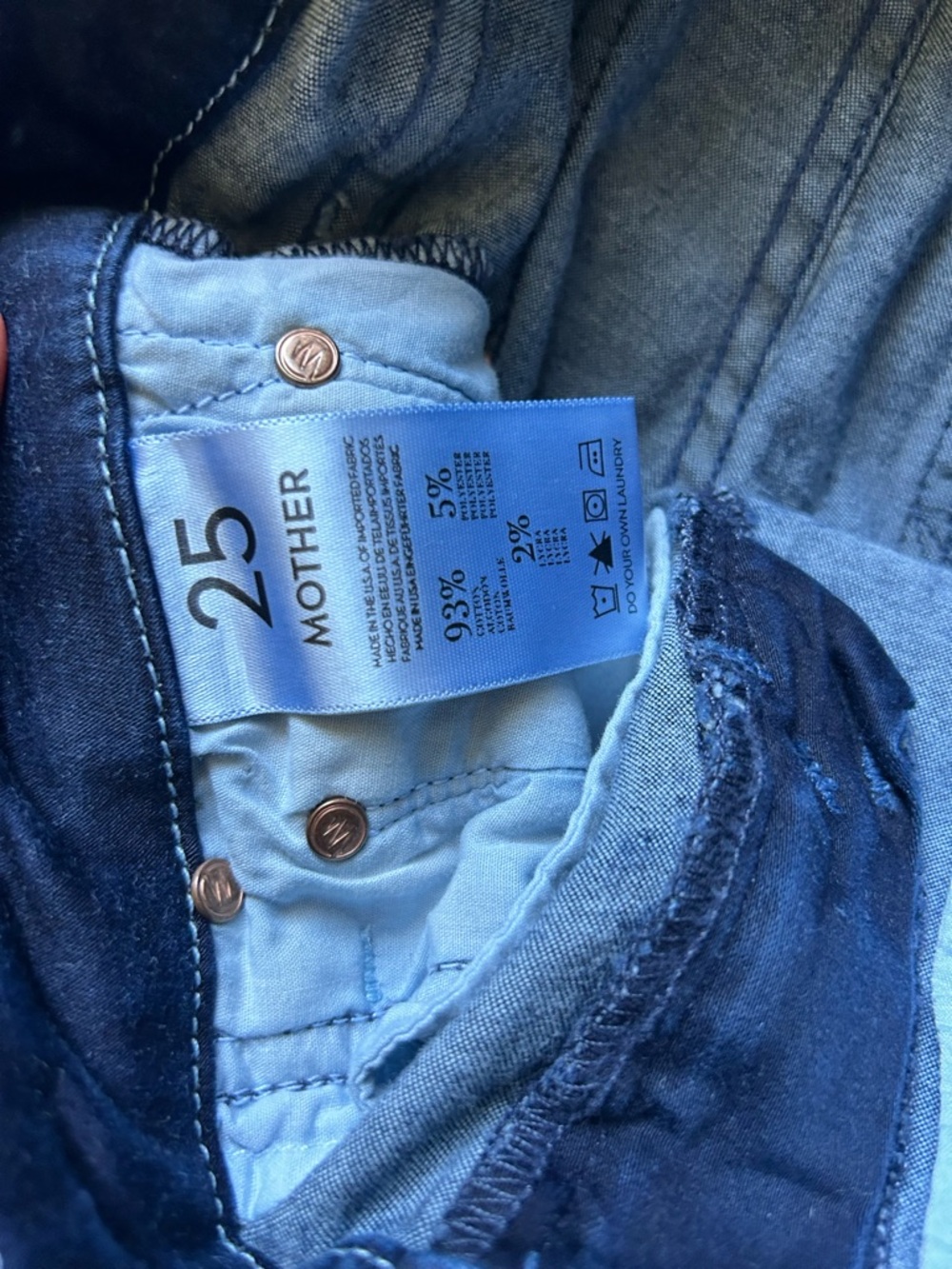 MOTHER the looker Dark Blue wash Floral-Print Skinny Jeans “foulard me once” 25 - Picture 5 of 7